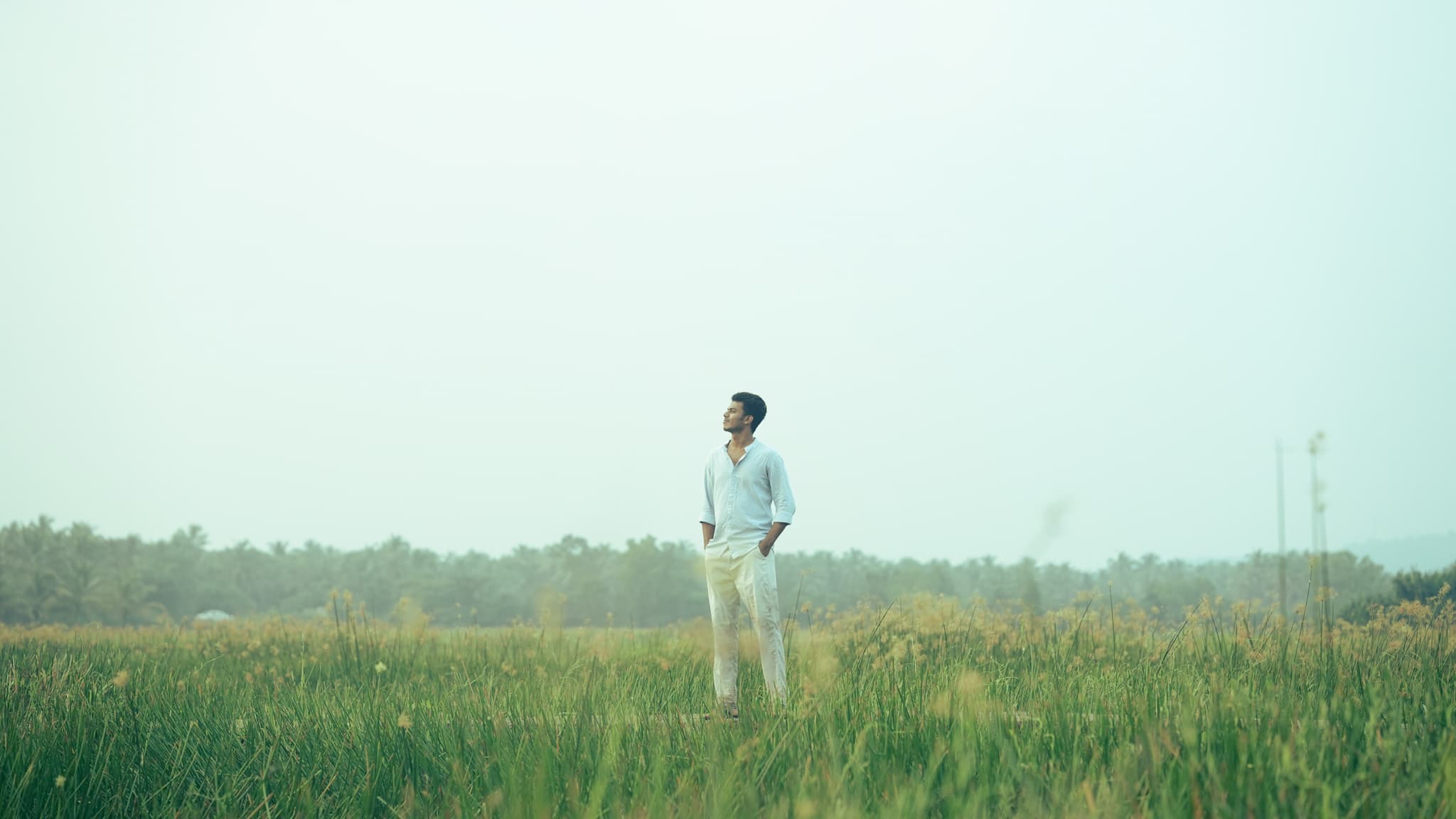 A man in the paddy field